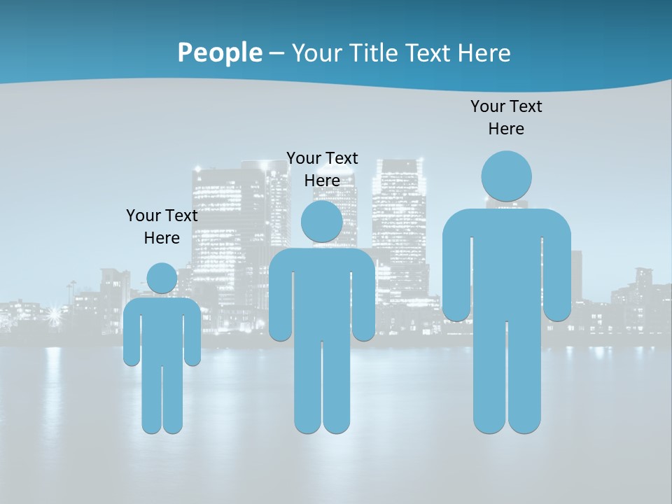 A City At Night With A Blue Sky And Water In The Foreground PowerPoint Template