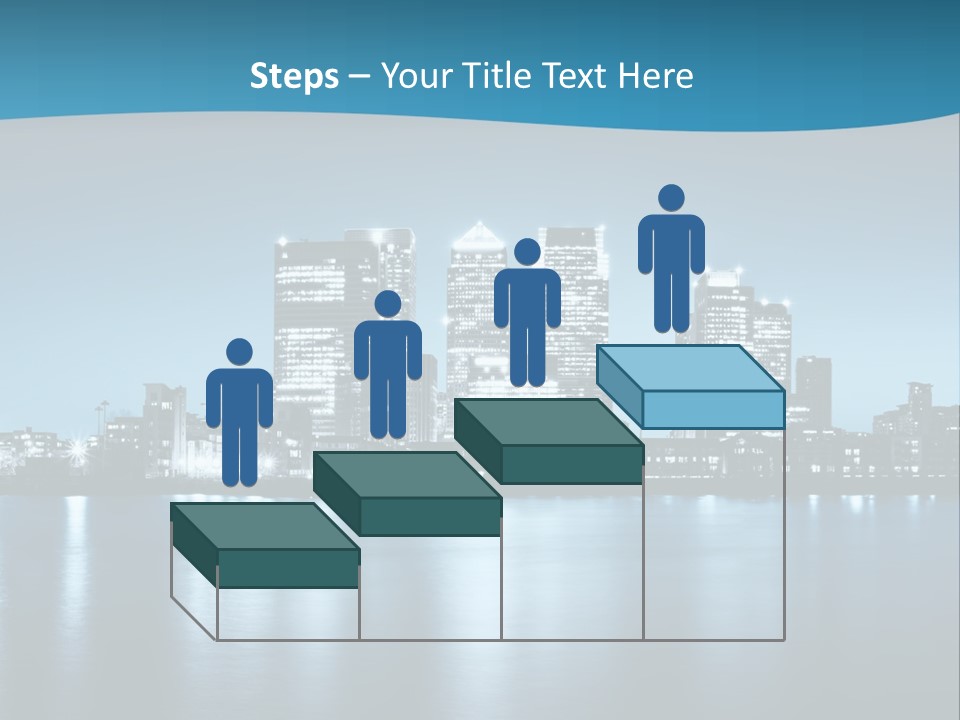 A City At Night With A Blue Sky And Water In The Foreground PowerPoint Template