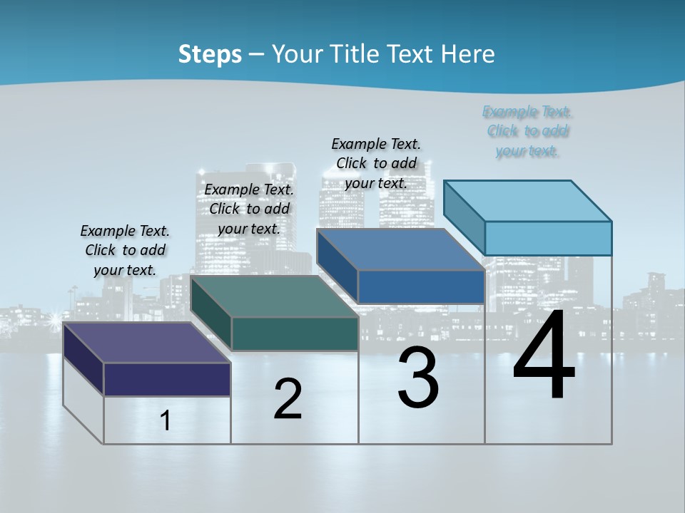 A City At Night With A Blue Sky And Water In The Foreground PowerPoint Template