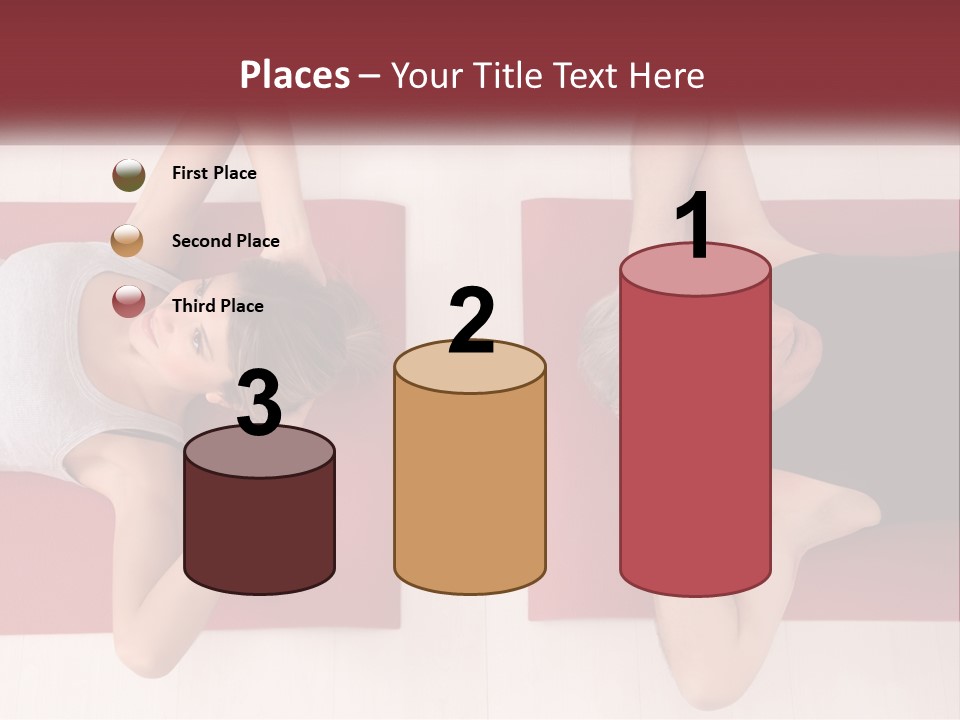 A Couple Of Women Laying On Top Of A Red Mat PowerPoint Template