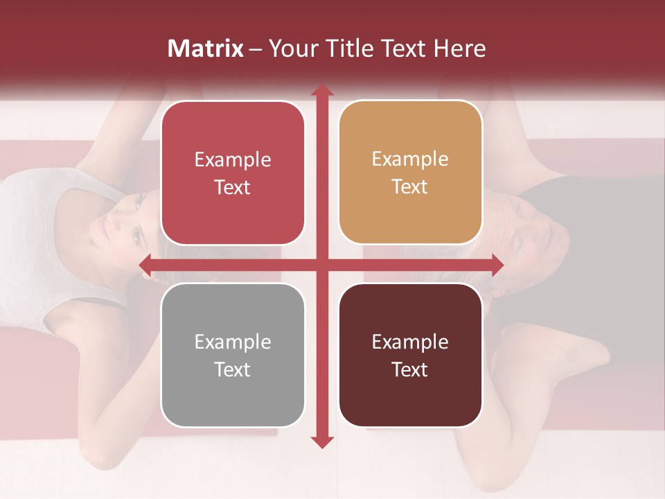 A Couple Of Women Laying On Top Of A Red Mat PowerPoint Template
