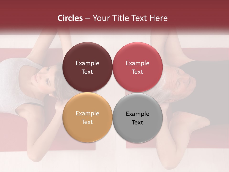 A Couple Of Women Laying On Top Of A Red Mat PowerPoint Template