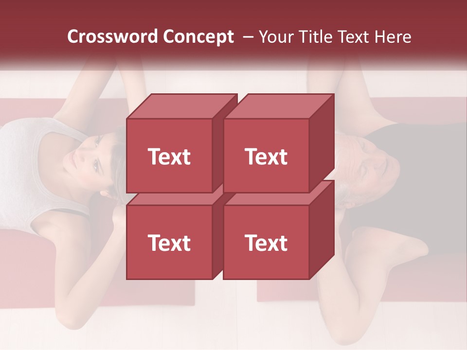 A Couple Of Women Laying On Top Of A Red Mat PowerPoint Template
