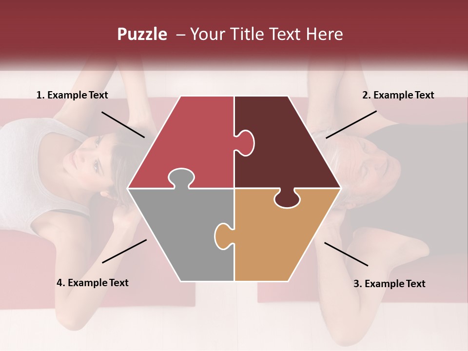 A Couple Of Women Laying On Top Of A Red Mat PowerPoint Template