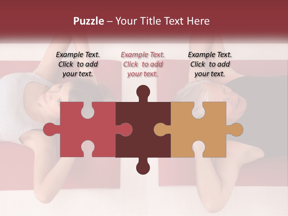 A Couple Of Women Laying On Top Of A Red Mat PowerPoint Template