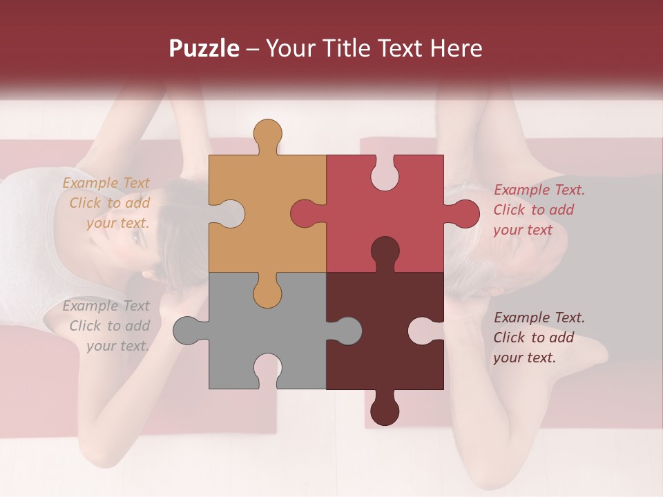 A Couple Of Women Laying On Top Of A Red Mat PowerPoint Template