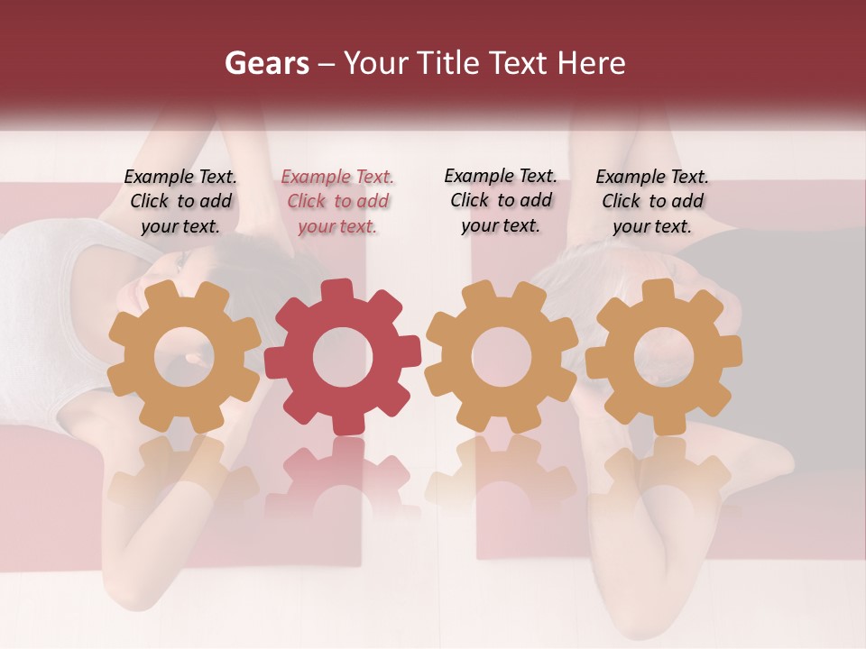 A Couple Of Women Laying On Top Of A Red Mat PowerPoint Template