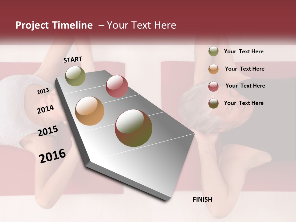 A Couple Of Women Laying On Top Of A Red Mat PowerPoint Template