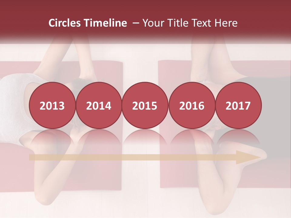 A Couple Of Women Laying On Top Of A Red Mat PowerPoint Template