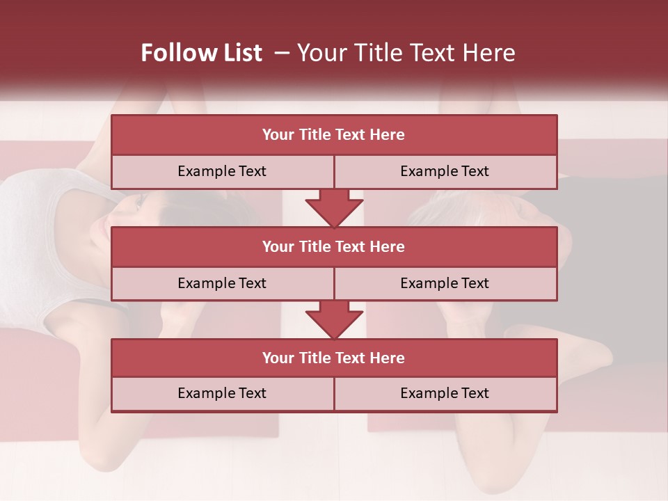 A Couple Of Women Laying On Top Of A Red Mat PowerPoint Template