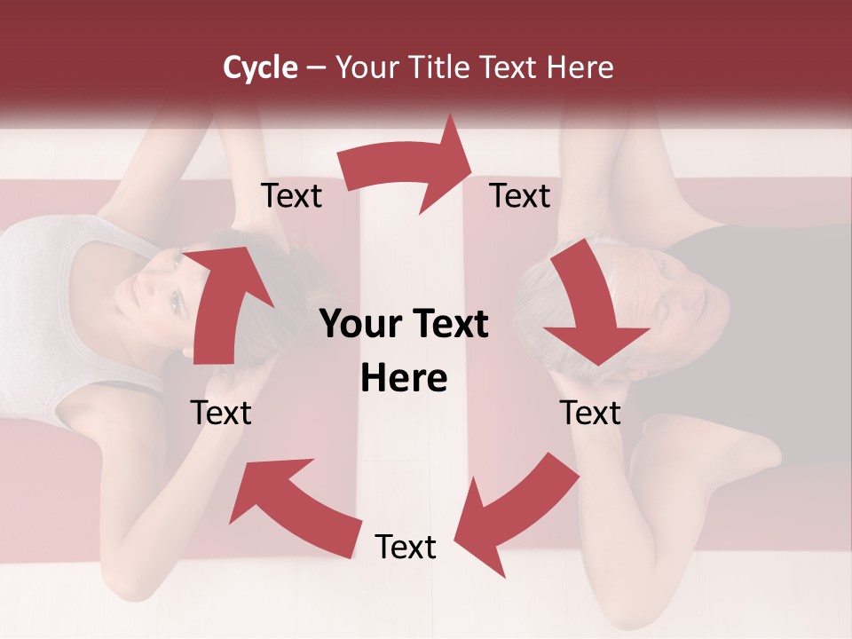 A Couple Of Women Laying On Top Of A Red Mat PowerPoint Template