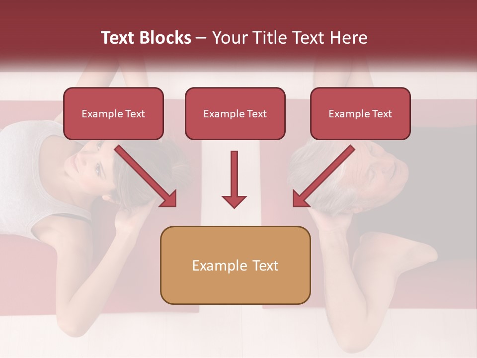A Couple Of Women Laying On Top Of A Red Mat PowerPoint Template