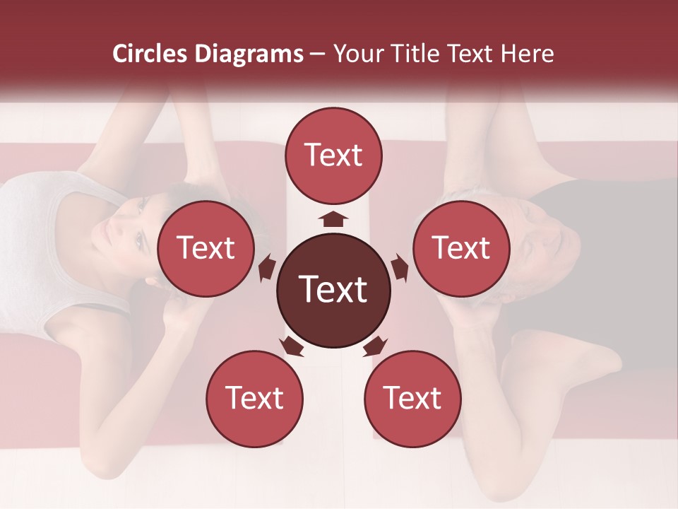 A Couple Of Women Laying On Top Of A Red Mat PowerPoint Template