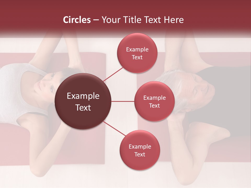 A Couple Of Women Laying On Top Of A Red Mat PowerPoint Template