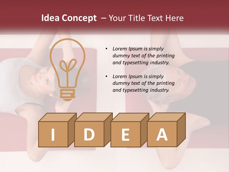 A Couple Of Women Laying On Top Of A Red Mat PowerPoint Template