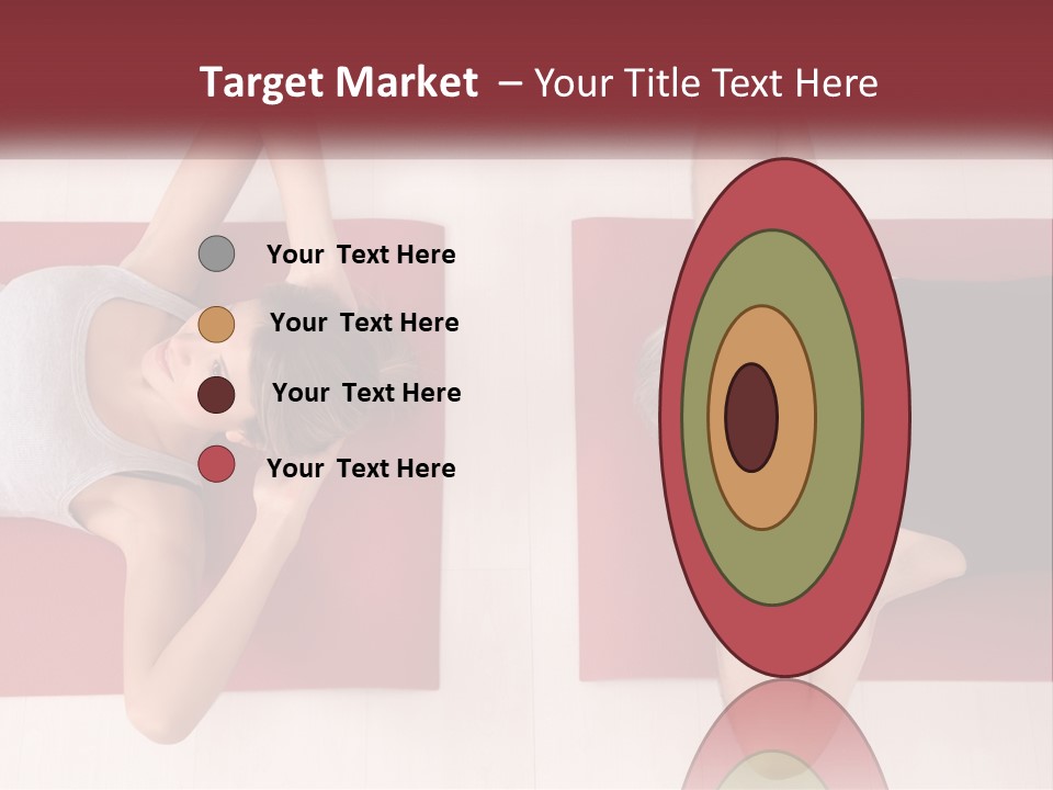 A Couple Of Women Laying On Top Of A Red Mat PowerPoint Template