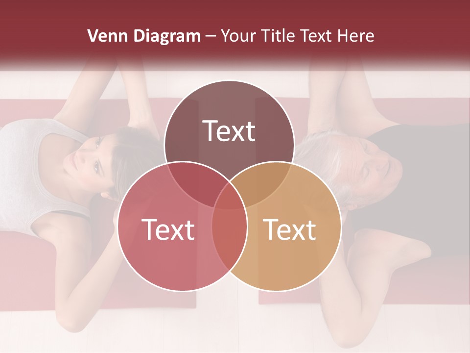 A Couple Of Women Laying On Top Of A Red Mat PowerPoint Template