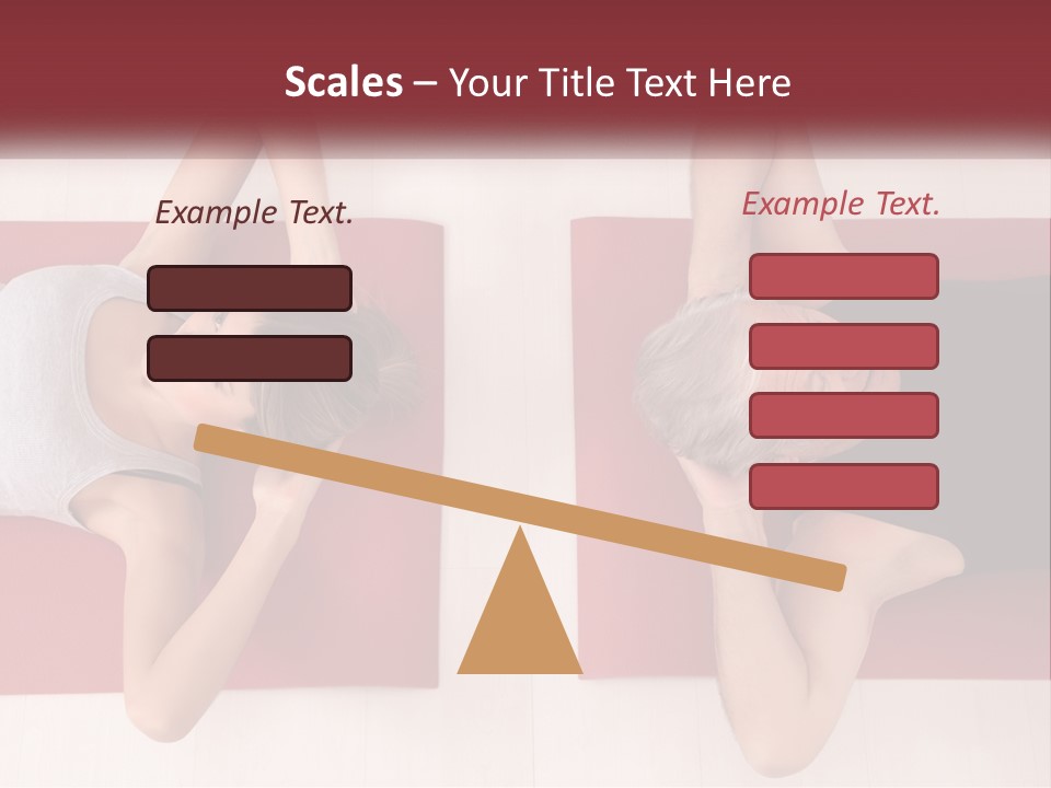 A Couple Of Women Laying On Top Of A Red Mat PowerPoint Template