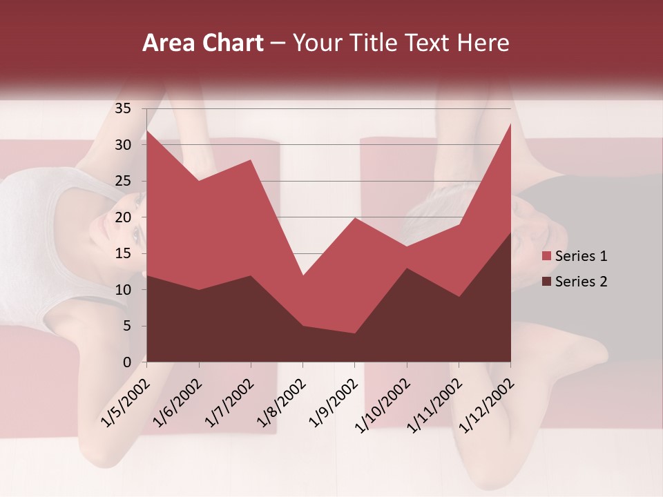 A Couple Of Women Laying On Top Of A Red Mat PowerPoint Template