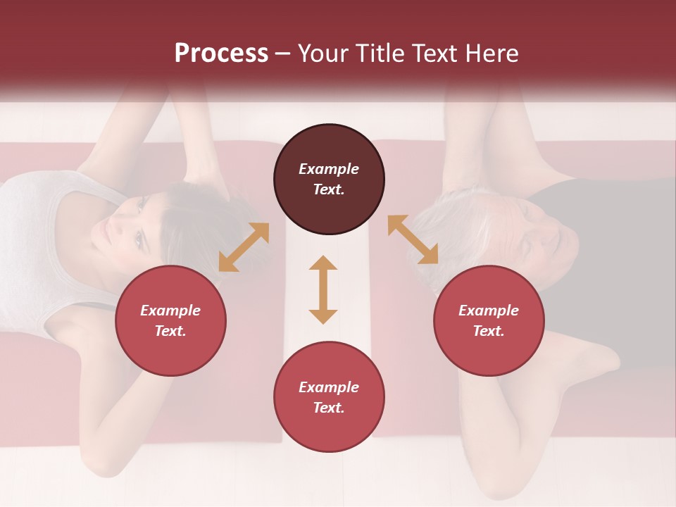 A Couple Of Women Laying On Top Of A Red Mat PowerPoint Template