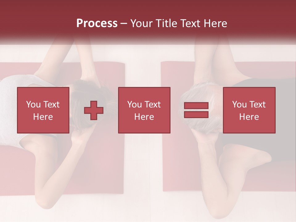 A Couple Of Women Laying On Top Of A Red Mat PowerPoint Template