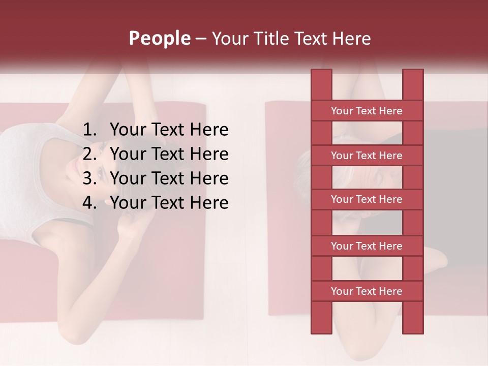 A Couple Of Women Laying On Top Of A Red Mat PowerPoint Template