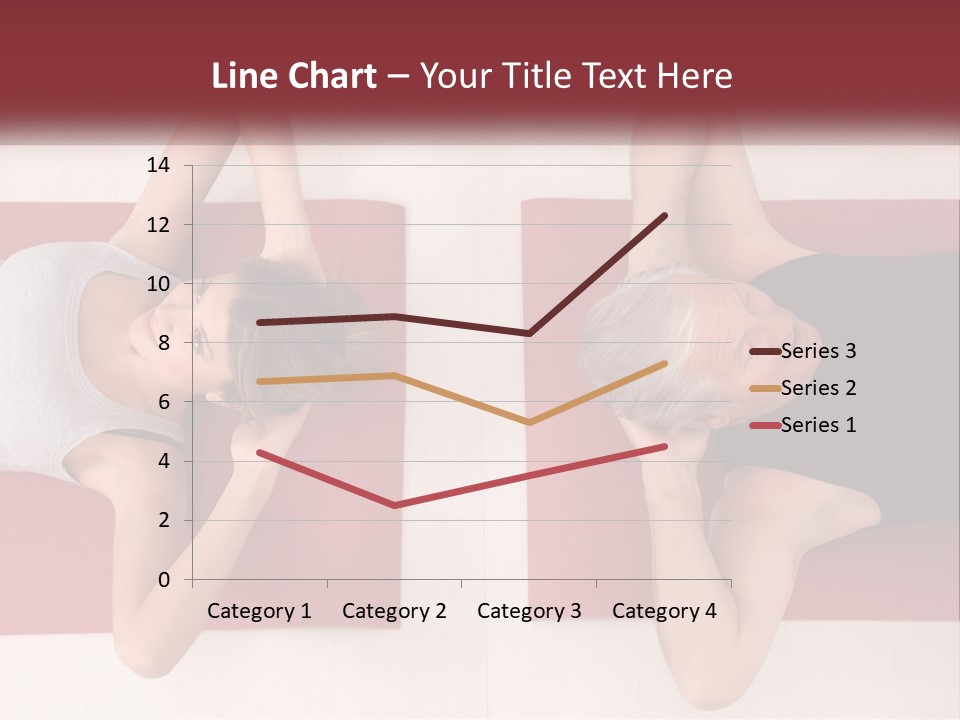 A Couple Of Women Laying On Top Of A Red Mat PowerPoint Template