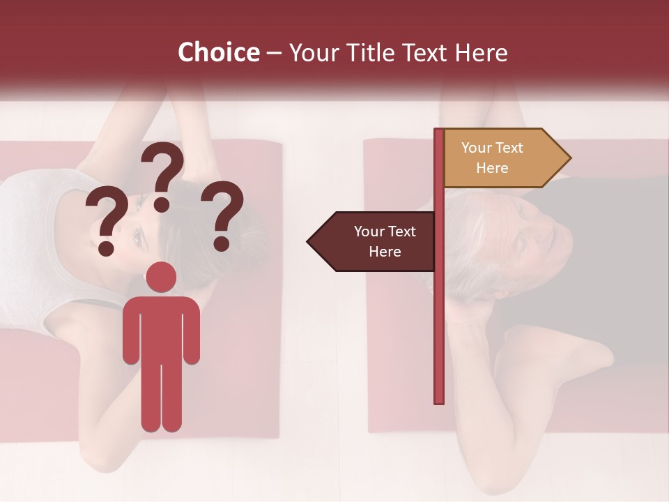 A Couple Of Women Laying On Top Of A Red Mat PowerPoint Template