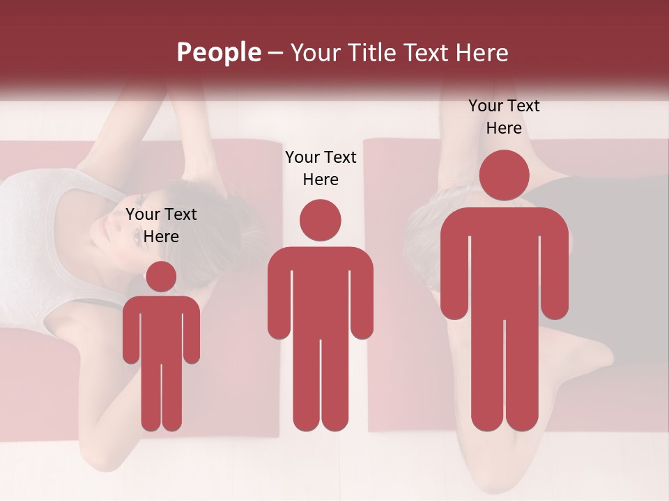 A Couple Of Women Laying On Top Of A Red Mat PowerPoint Template