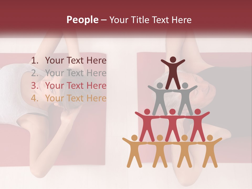 A Couple Of Women Laying On Top Of A Red Mat PowerPoint Template