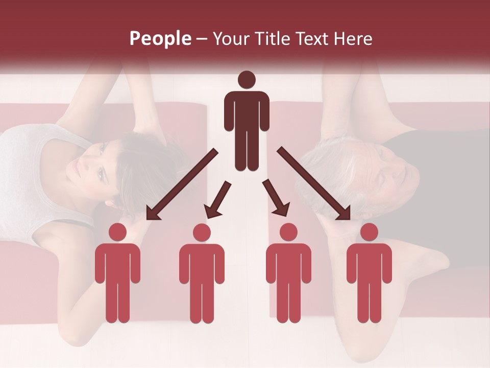 A Couple Of Women Laying On Top Of A Red Mat PowerPoint Template