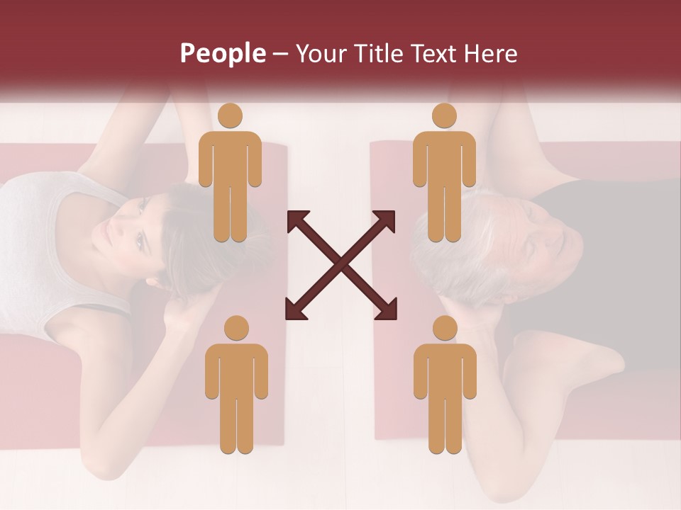 A Couple Of Women Laying On Top Of A Red Mat PowerPoint Template