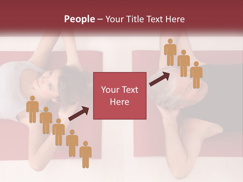 A Couple Of Women Laying On Top Of A Red Mat PowerPoint Template