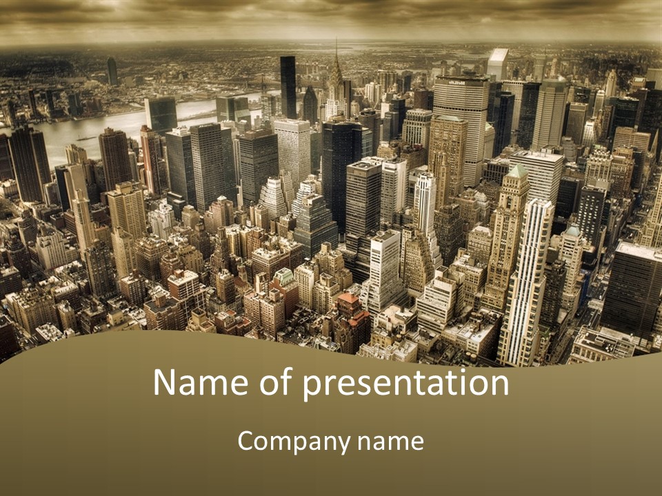 An Aerial View Of A City With Skyscrapers PowerPoint Template