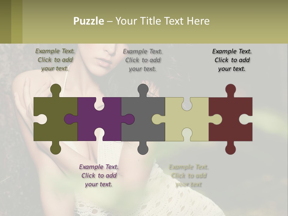 A Beautiful Woman In A White Dress Sitting Next To A Tree PowerPoint Template