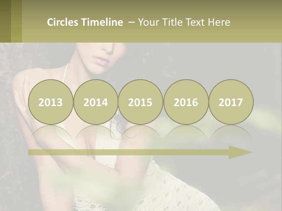 A Beautiful Woman In A White Dress Sitting Next To A Tree PowerPoint Template
