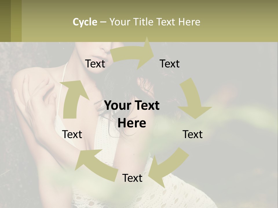 A Beautiful Woman In A White Dress Sitting Next To A Tree PowerPoint Template