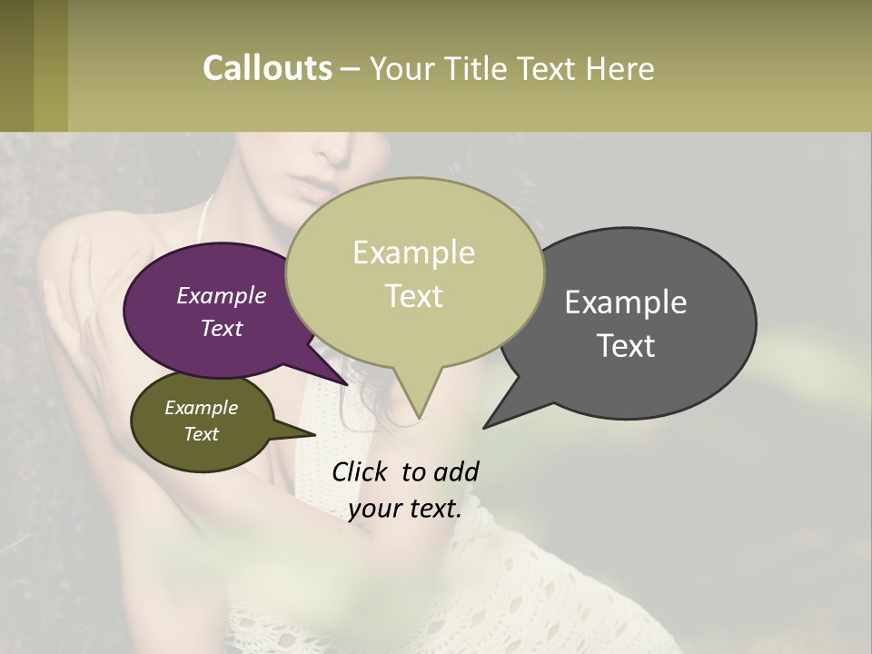 A Beautiful Woman In A White Dress Sitting Next To A Tree PowerPoint Template