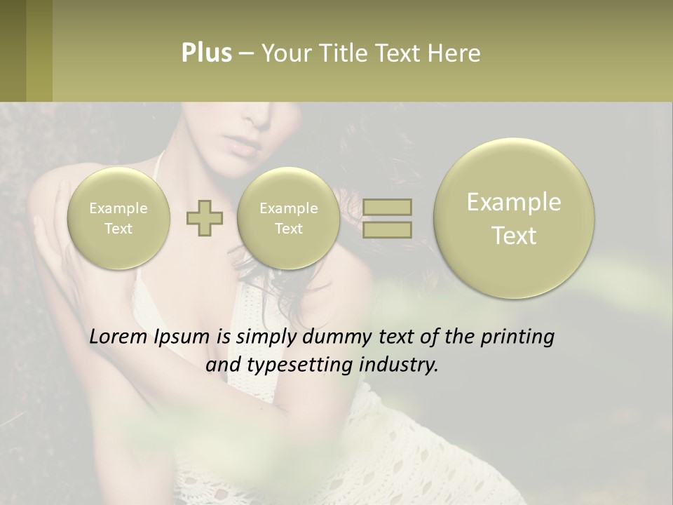 A Beautiful Woman In A White Dress Sitting Next To A Tree PowerPoint Template