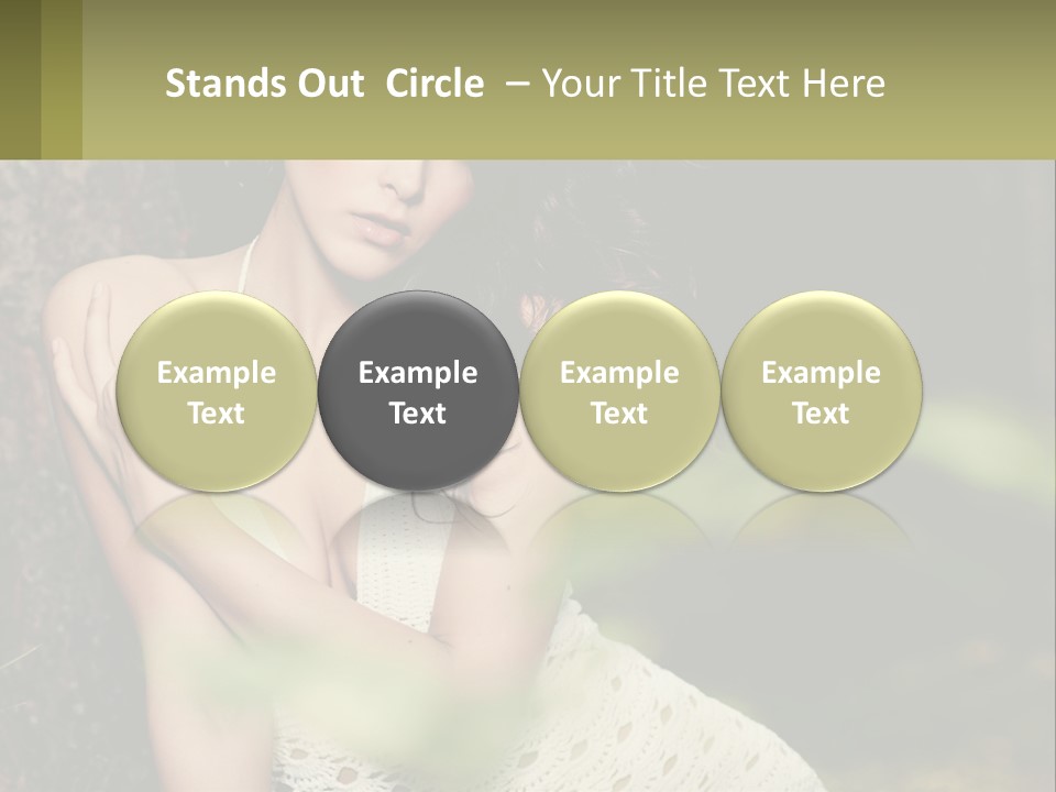 A Beautiful Woman In A White Dress Sitting Next To A Tree PowerPoint Template