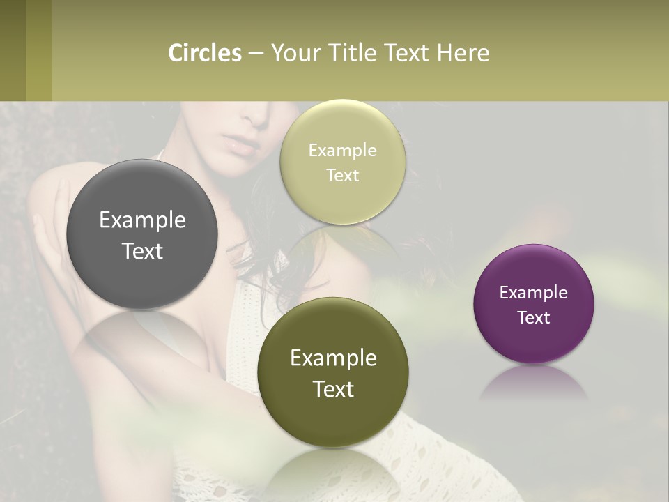 A Beautiful Woman In A White Dress Sitting Next To A Tree PowerPoint Template