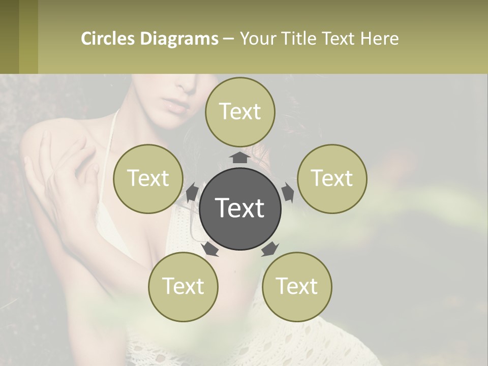 A Beautiful Woman In A White Dress Sitting Next To A Tree PowerPoint Template
