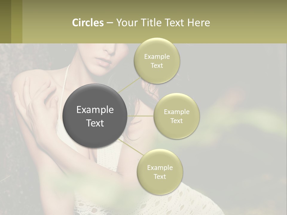 A Beautiful Woman In A White Dress Sitting Next To A Tree PowerPoint Template