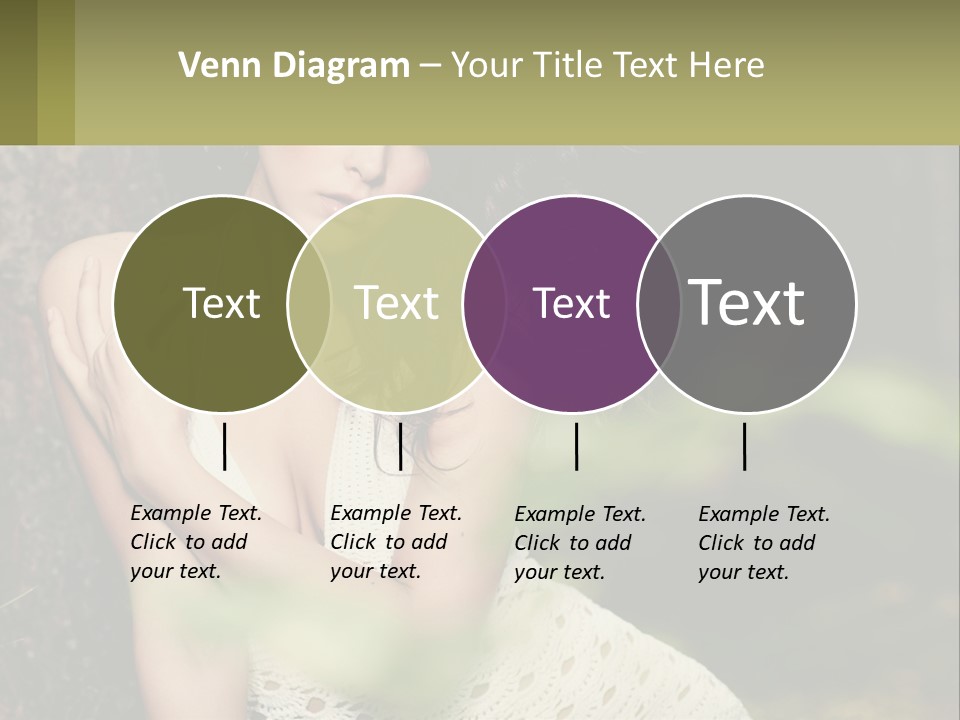 A Beautiful Woman In A White Dress Sitting Next To A Tree PowerPoint Template