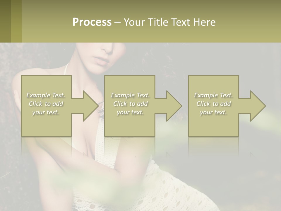 A Beautiful Woman In A White Dress Sitting Next To A Tree PowerPoint Template