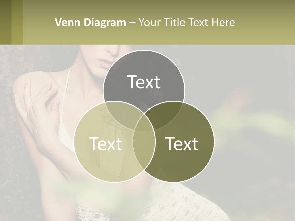 A Beautiful Woman In A White Dress Sitting Next To A Tree PowerPoint Template