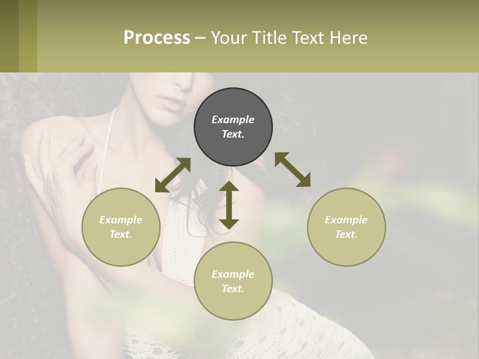 A Beautiful Woman In A White Dress Sitting Next To A Tree PowerPoint Template