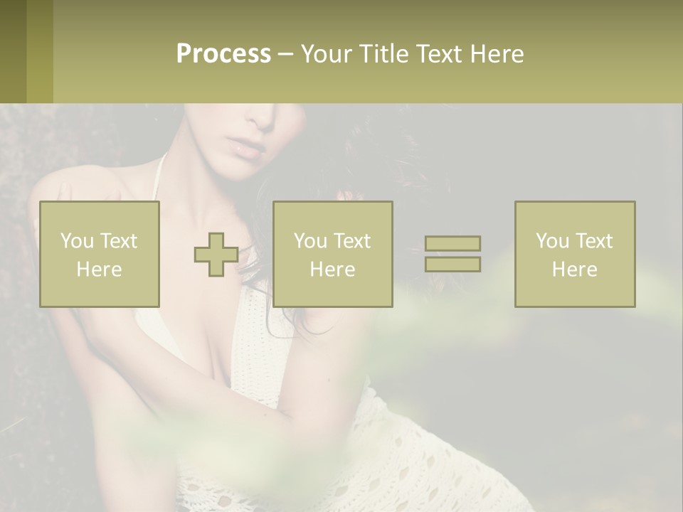 A Beautiful Woman In A White Dress Sitting Next To A Tree PowerPoint Template