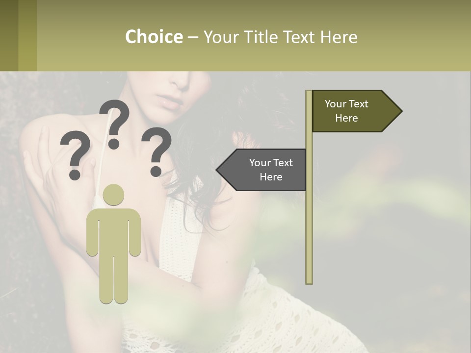A Beautiful Woman In A White Dress Sitting Next To A Tree PowerPoint Template