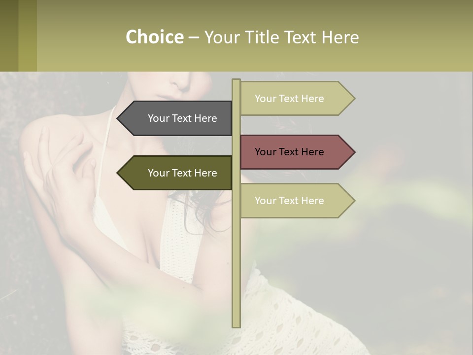 A Beautiful Woman In A White Dress Sitting Next To A Tree PowerPoint Template